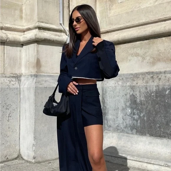 ZARA striped crop bomber blazer - Picture 2 of 15